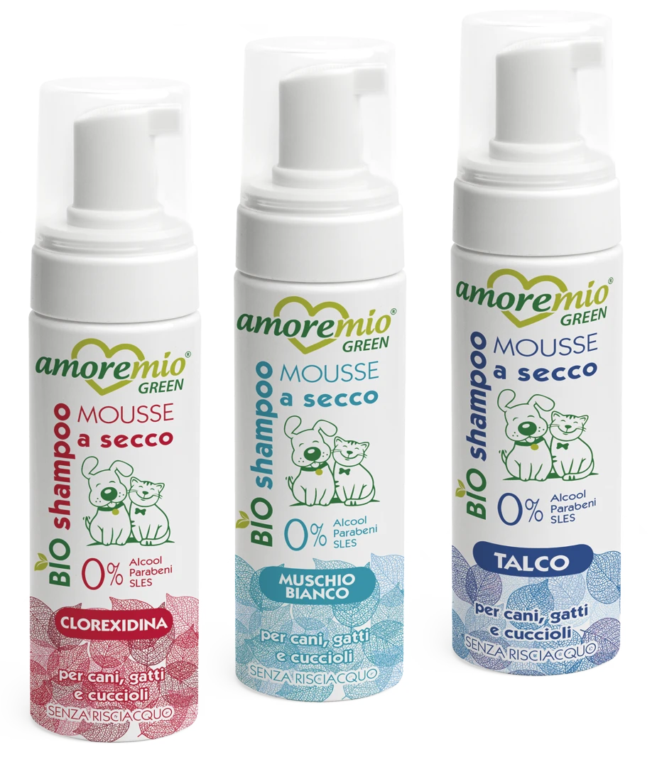 Shampooing Mousse Sèche Bio Amoremio pour Chien et Chat