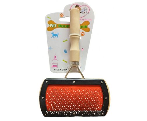 Brosse Cardeuse à Picots avec Manche en Bois pour Chien et Chat