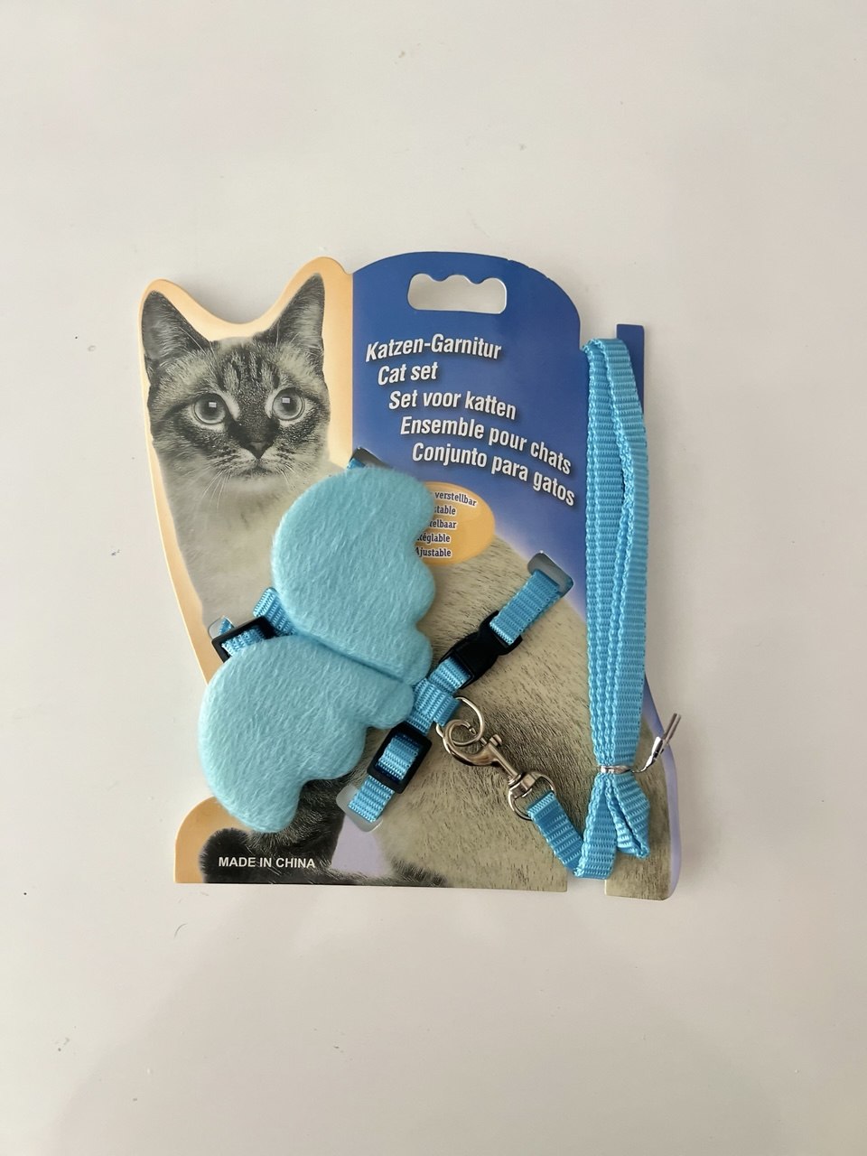 Ensemble harnais et laisse pour chat — Turquoise