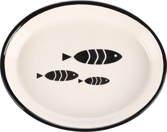 Gamelle Céramique Flamingo pour Chat — Motif Poissons Ovale
