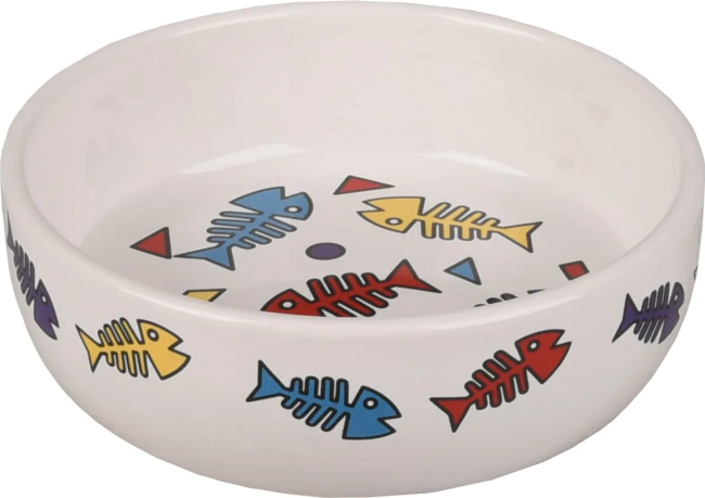 Gamelle Céramique Flamingo pour Chat — Motif Arêtes de Poisson