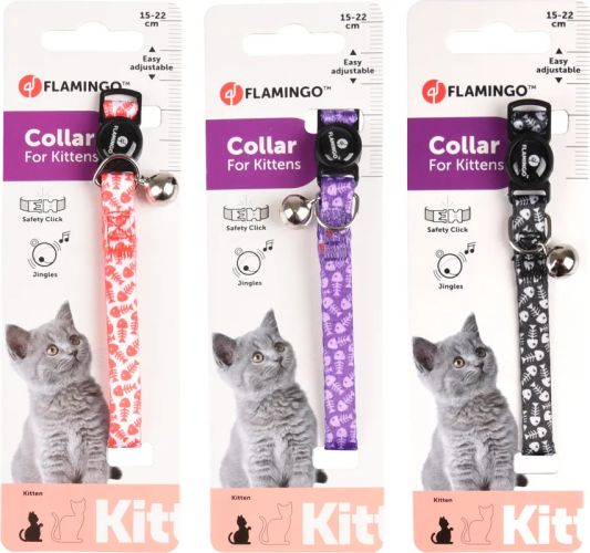 Collier Flamingo pour Chaton avec Clochette 15-22cm